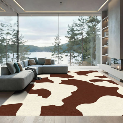 Brown Cream Abstract Blobs Rug