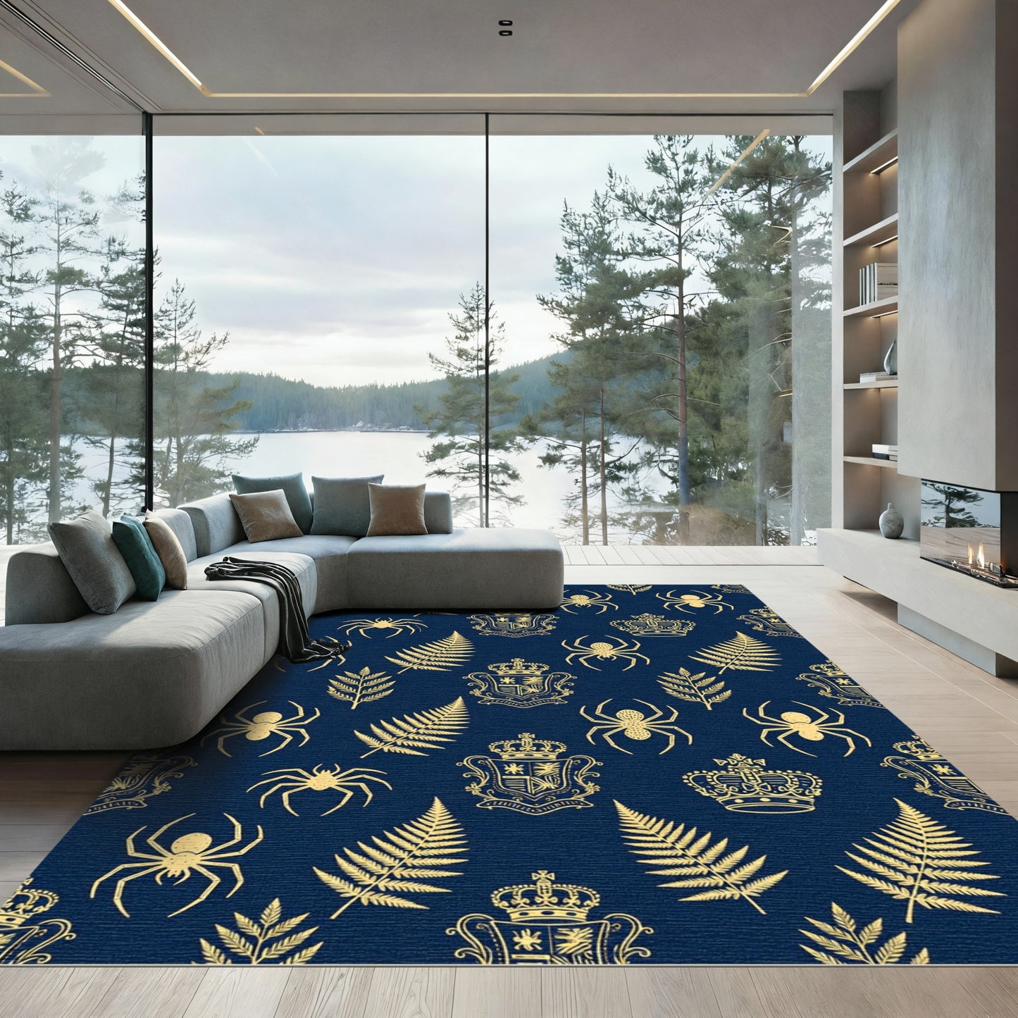 Golden Royal Spider and Fern Crest Rug