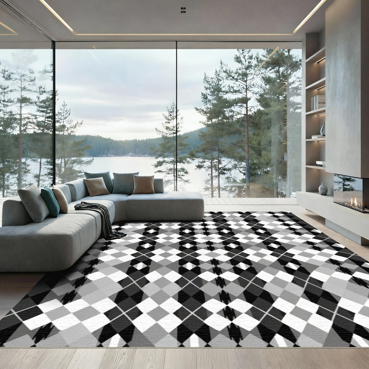 Monochromatic Diamond Grid Intersection Rug