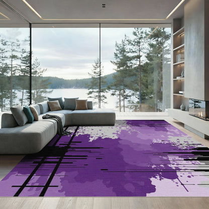 Splatter Gray Purple Gradient Glitch Rug
