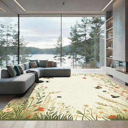 Enchanting Meadow Insects Blooms Rug