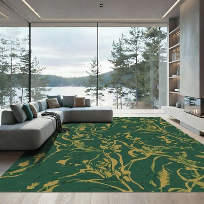 Deep Emerald Botanical Vine Rug