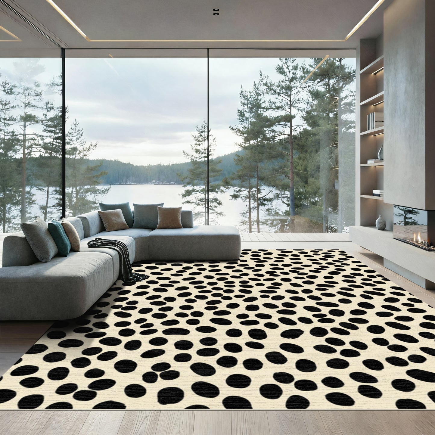 Cream Black Speckle Scatter Rug