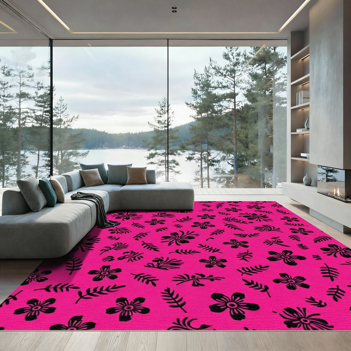 Pink Floral Scatter Rug