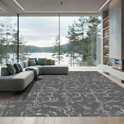 Subtle Gray Abstract Swirl Rug
