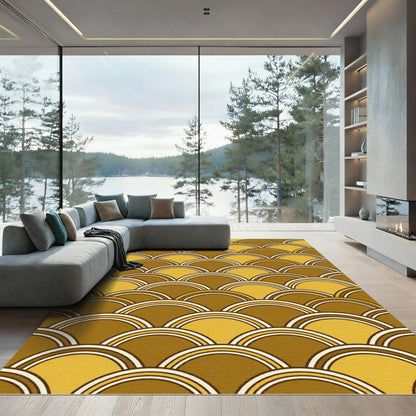 Golden Retro Mid Century Scalloped Arch Rug