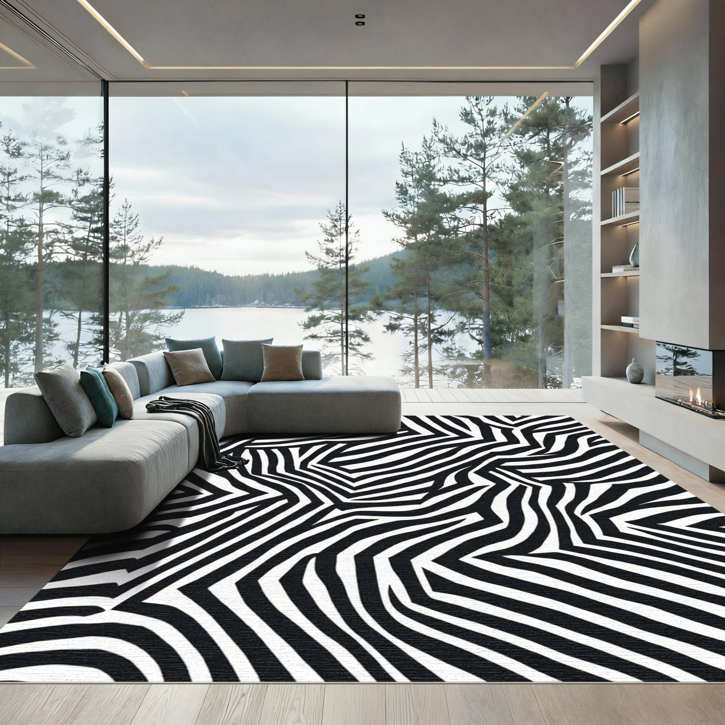 Bold Black White Zebra StripesRug Rug
