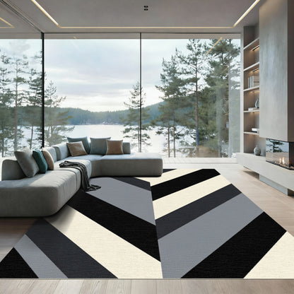 Monochromatic Chevron Stripe Composition Rug