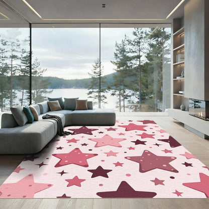 Pink Starry Celestial Pattern Rug