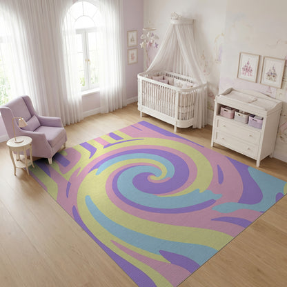 Hypnotic Pastel Swirling Spiral Rug