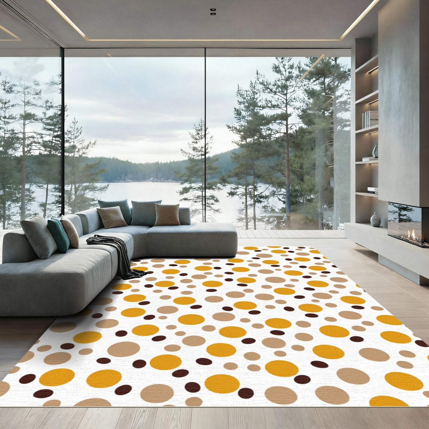 Golden Yellow Polka Dot Mix Rug