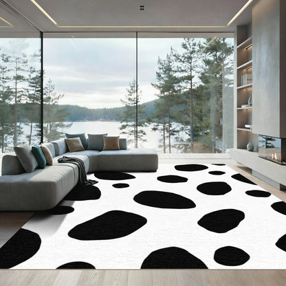 Black White Irregular Spots Field Rug