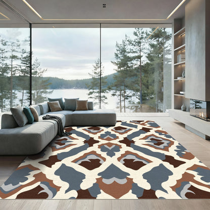 Earthy Geometric Lattice Medallion Rug