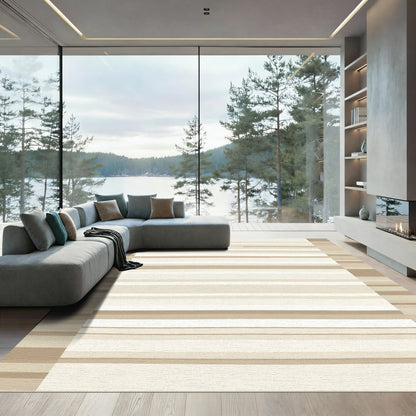 Earthy Tone Uneven Stripe Rug