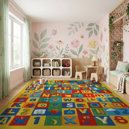 Playful Colorful Alphabet Numbers Rug