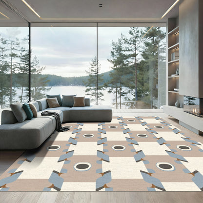 Neutral Tones Abstract Geometric Blocks Rug