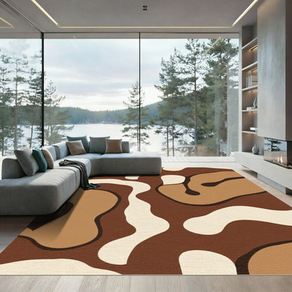 Abstract Earthy Smooth Organic Shapes Rug