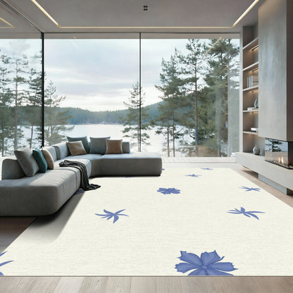 Serene Blue Floral Field Rug