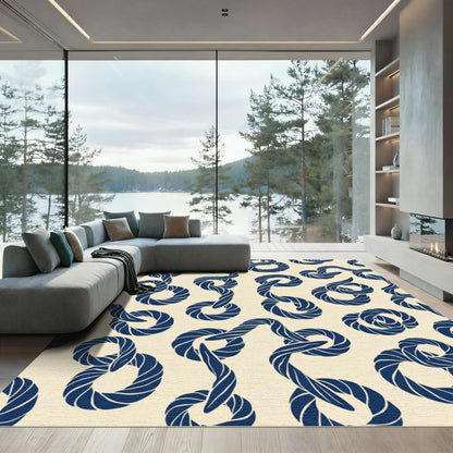 Navy Twisted Rope Chain Rug