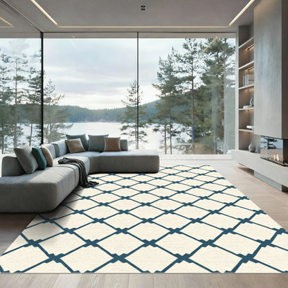 Chic Navy Diamond Lattice Rug