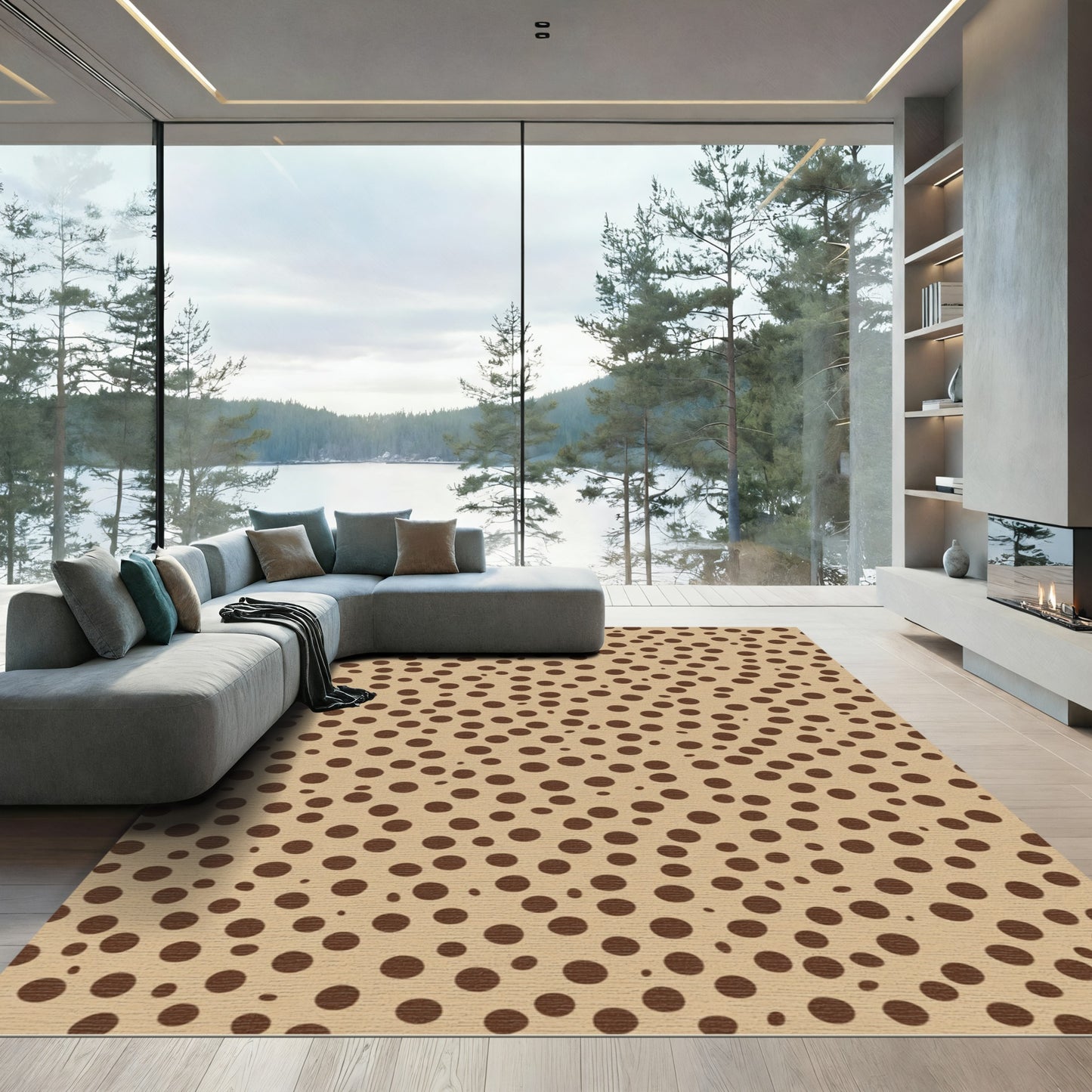 Brown Dot Speckle Throw Rug