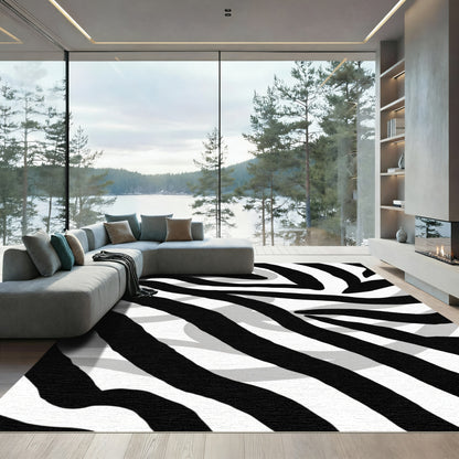 Monochromatic Black White Abstract Stripe Rug