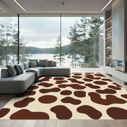 Cream Brown Amorphous Spots Rug
