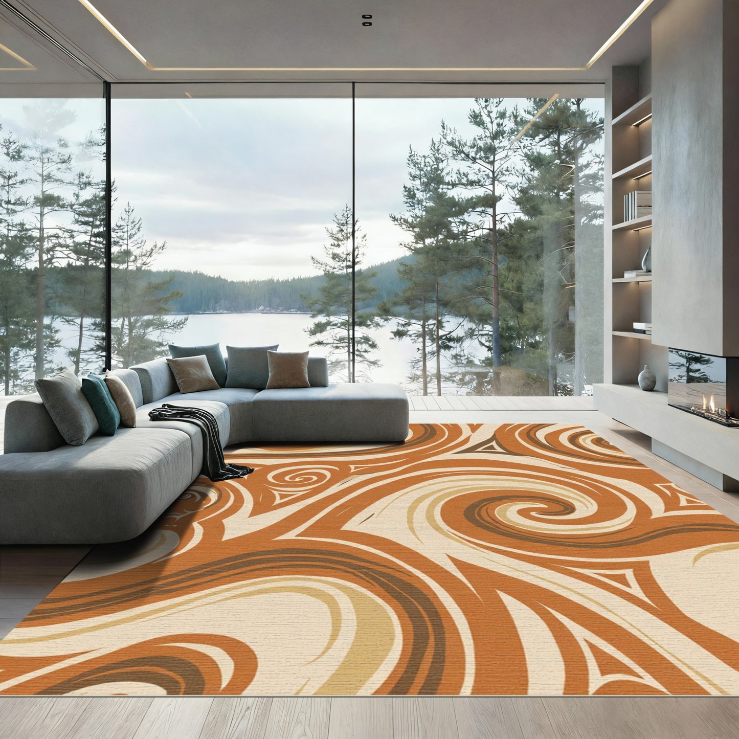 Earthy Swirls Tribal Triangles Rug