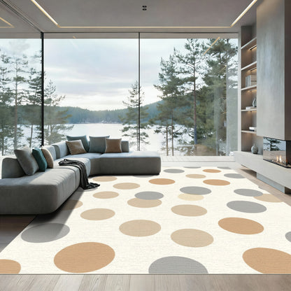 Earthy Neutral Polka Dot Circles Rug