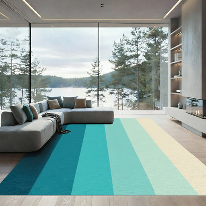Ocean Gradient Color Block Stripes Rug
