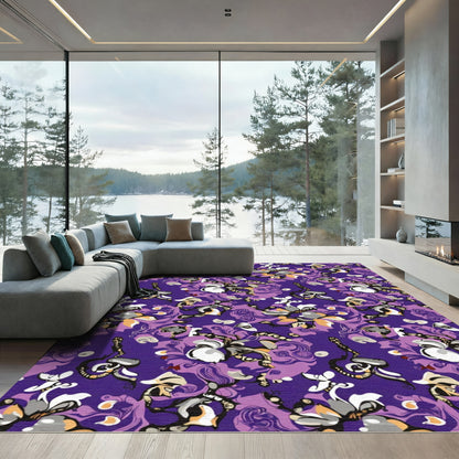 Orchid Purple Abstract Floral Swirl Rug