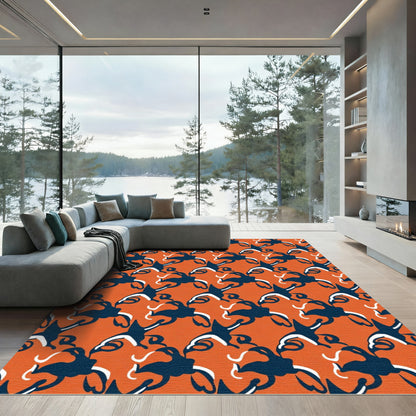 Orange Blue Abstract Swirls Rug