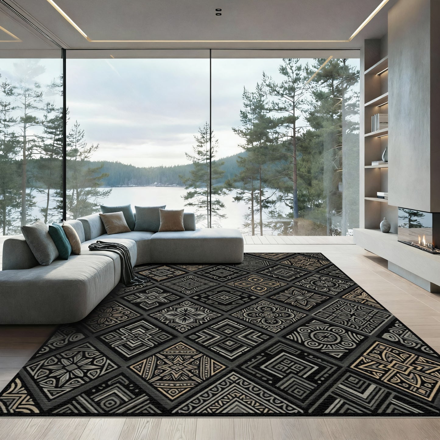 Vintage Geometric Medallion Composite Rug