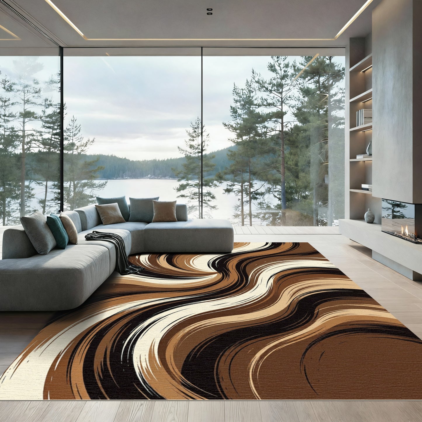 Chocolate Swirl Abstract Rug