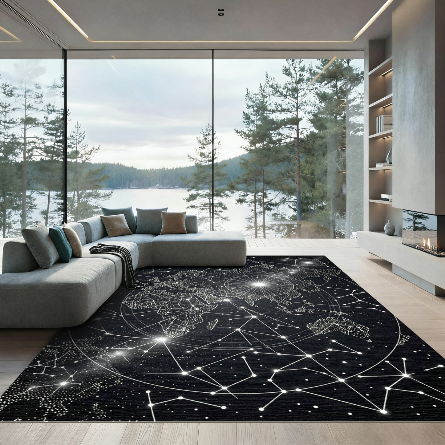 Celestial Map Constellation World Rug