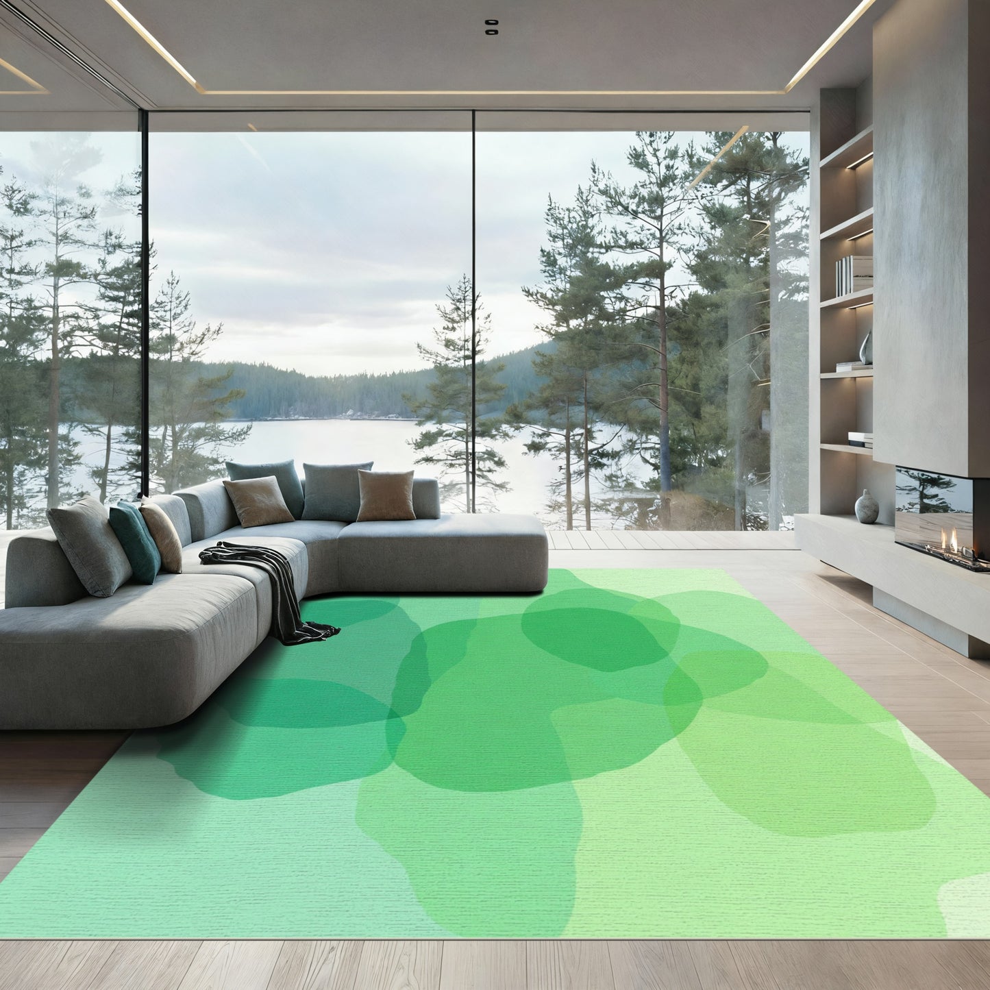 Verdant Organic Blob Overlap Rug
