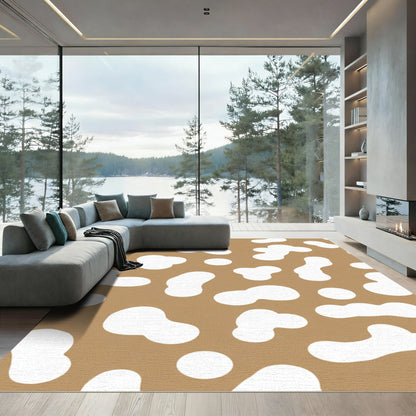 Tan White Organic Blob Rug