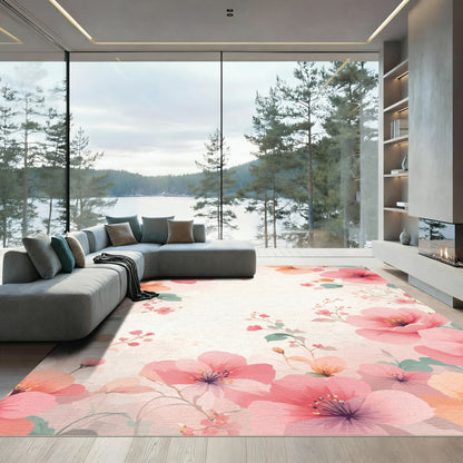 Delicate Pink Blossom Floral Arrangement Rug