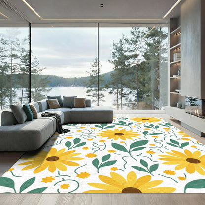 Yellow Daisy Vine Whimsical Floral Rug