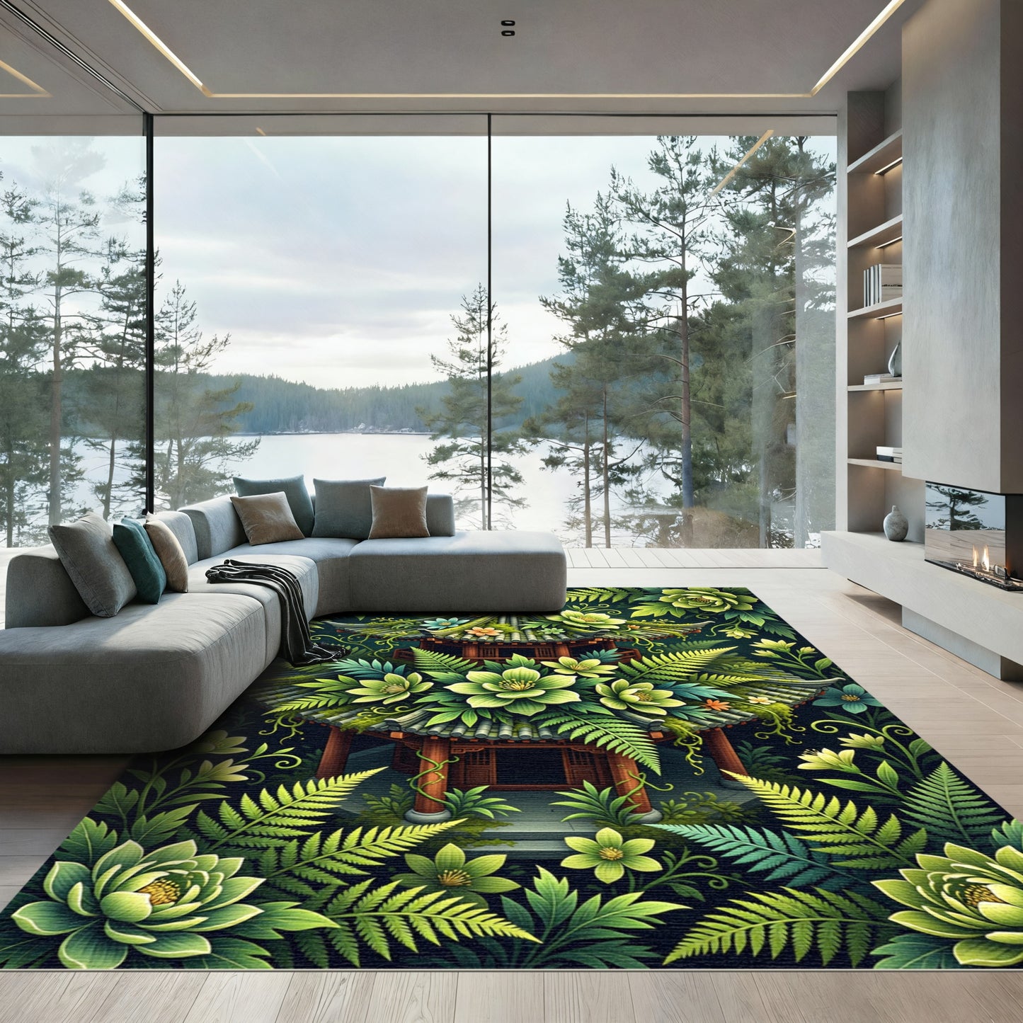 Lush Green Pagoda Flora Rug