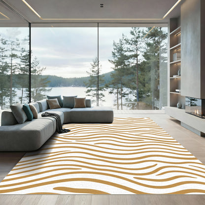 Golden Wavy Stripes Rug