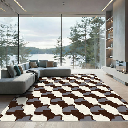 Dark Gray Cream Organic Stripes Rug