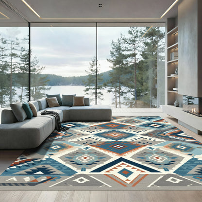 Native American Geometric Diamond Collage Rug
