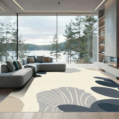 Muted Navy Teal Organic Petal Rug
