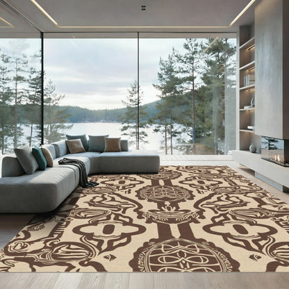 Sepia Abstract Tribal Shield Rug