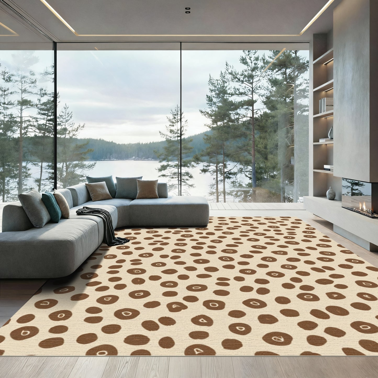 Brown Tan Speckled Organic Spots Rug