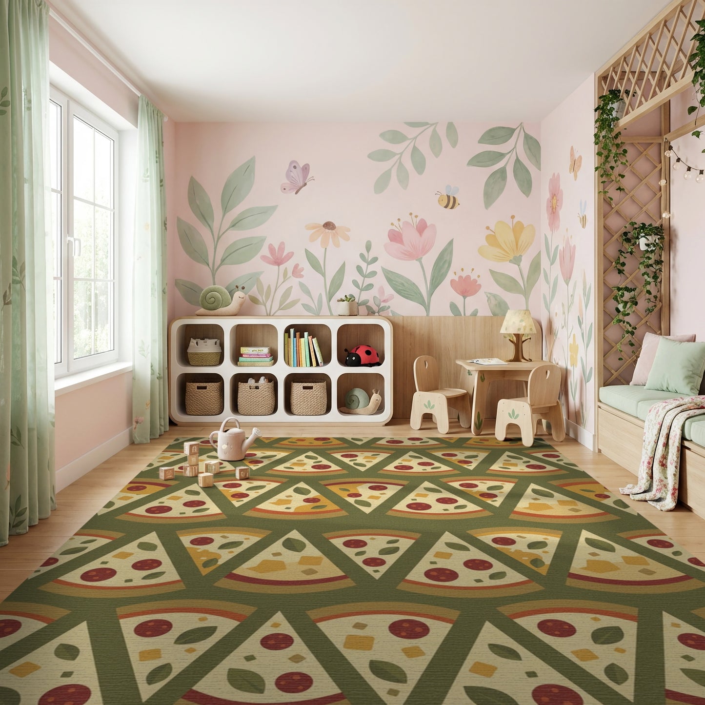 Playful Pepperoni Pizza Slices Rug