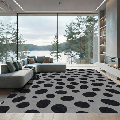Abstract Black Dot Scattered Rug