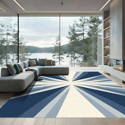 Radiant Deep Blue Sunburst Rug