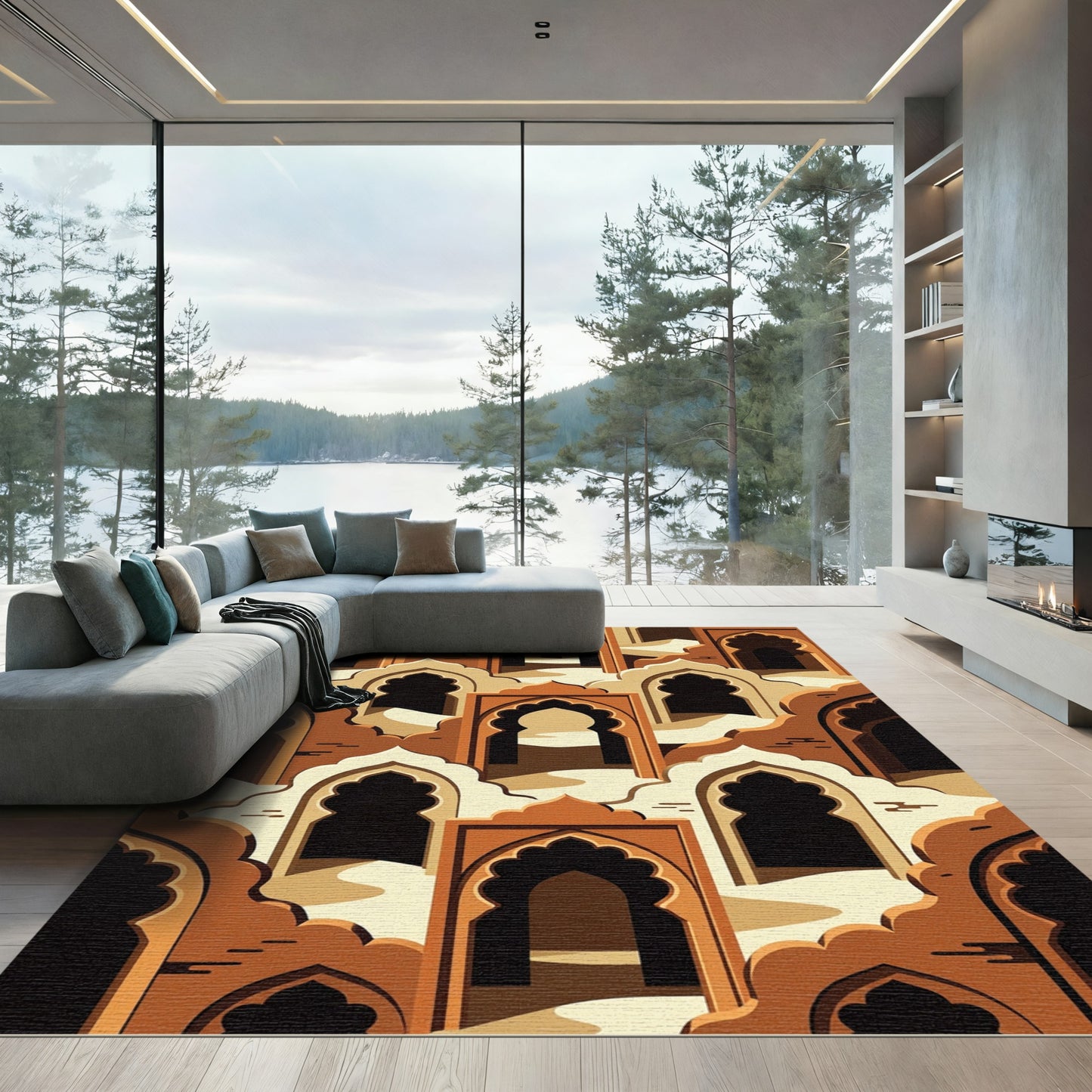 Terracotta Arches Desert Dunes Landscape Rug